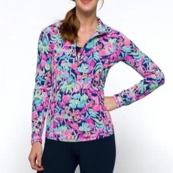 LILLY PULITZER Oyster Bay Navy PJ Knit Button Up Long Sleeve Top (Size XXS) - Picture 6 of 6